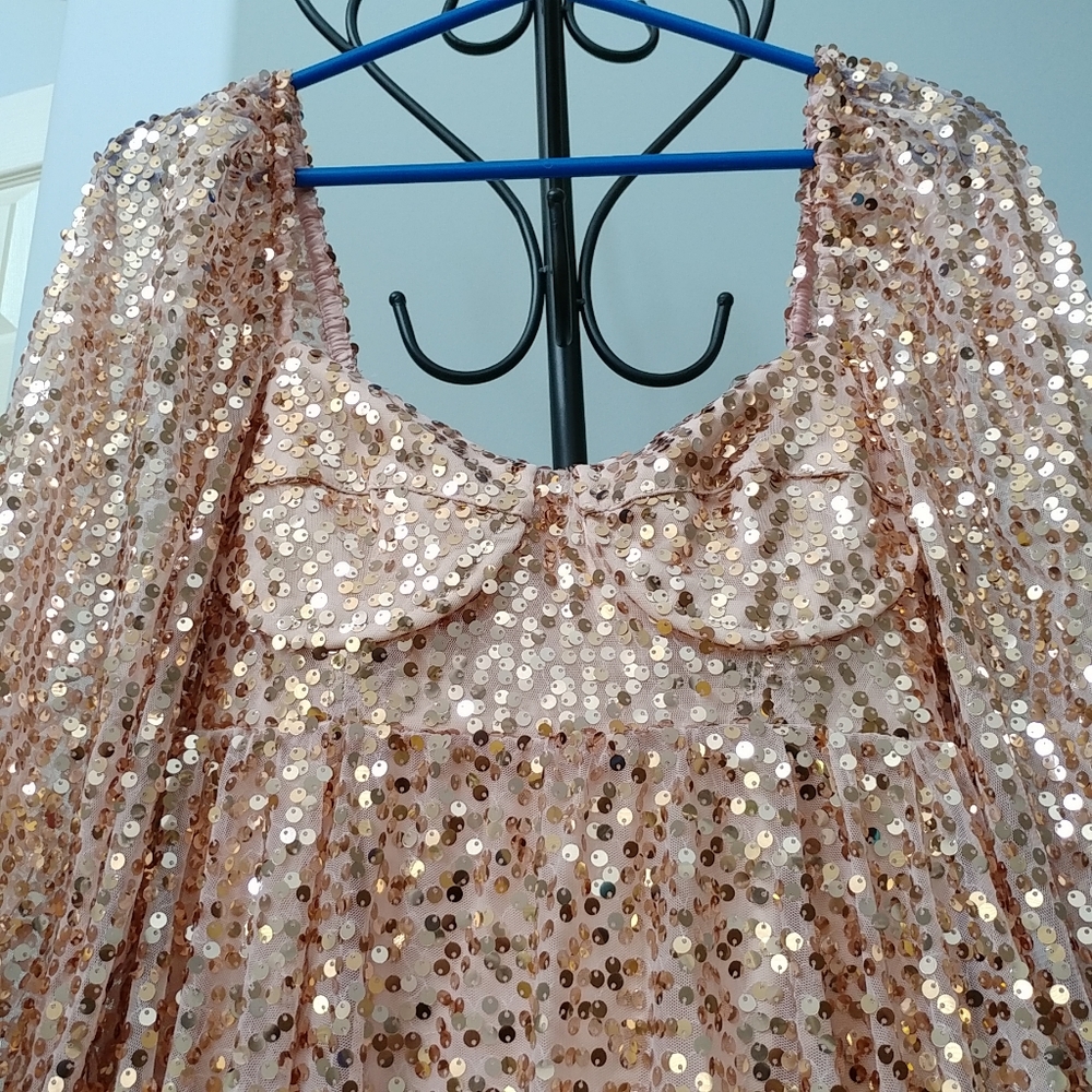 Selkie Rose Gold Sequin Princess Gown - XS / NWT - Picture 8 of 9